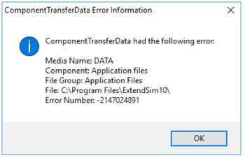 ComponentTransferData error message