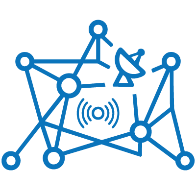 Wire-Frame of Network with Satellite Equipment